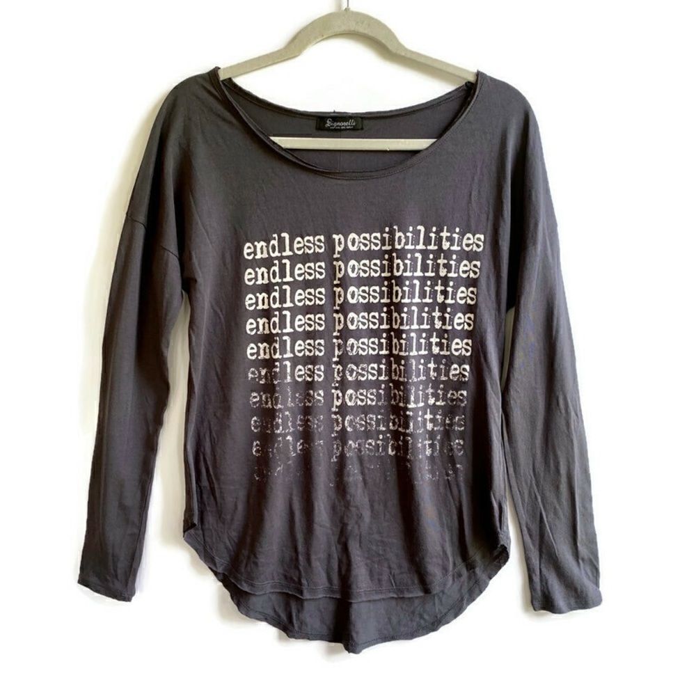 Signorelli Endless Possibilities Long Sleeve Graphic Tee Gray White S